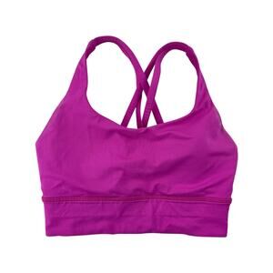 Lululemon sonic pink longline energy sports bra, size 4, has some wear